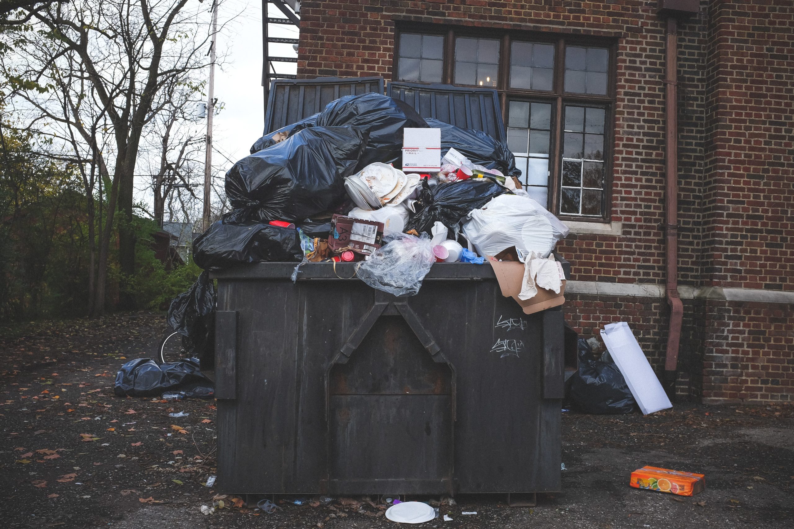 overflowing dumpster