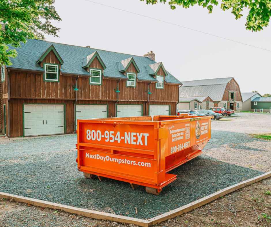 Dumpster outside a home
